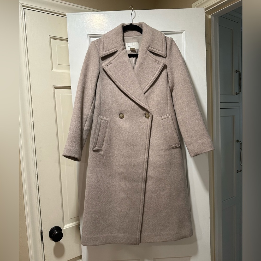 Club Monaco Double-Breasted Coat in Beige